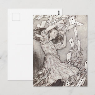 Postal Cartas Retro de Alicia Caída con Diseño Victoriano