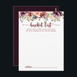 Postal Cartas rusas de lista de cubo de Boda floral de ve<br><div class="desc">Estas rústicas tarjetas de cubo de boda floral de verano son la actividad perfecta para una simple recepción nupcial o una ducha nupcial. El diseño se compone de flores de color burdeos, rosa y azul con hojas verdes en un fondo manchado de color marrón. Cambie la redacción para que se...</div>