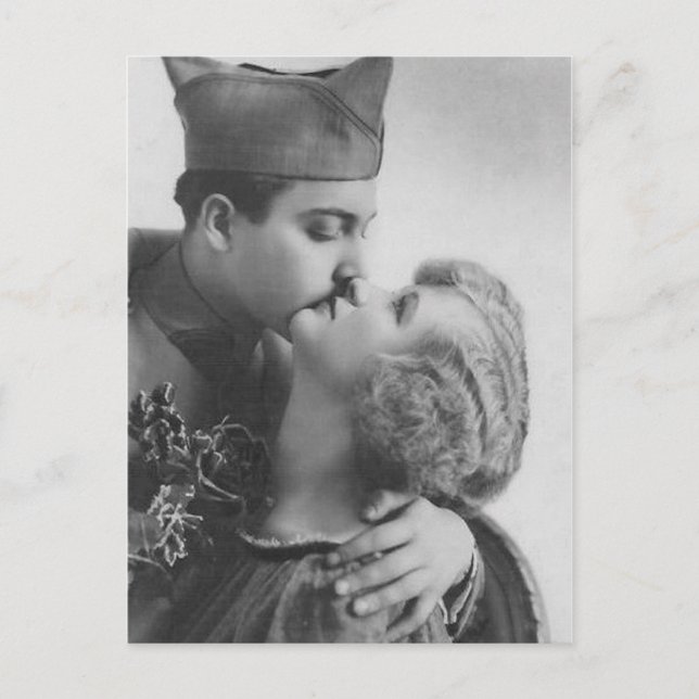 Postal Cartas y regalos antiguos de parejas románticas (Anverso)