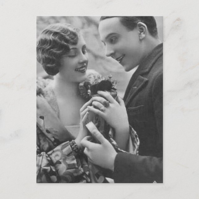 Postal Cartas y regalos antiguos de parejas románticas (Anverso)