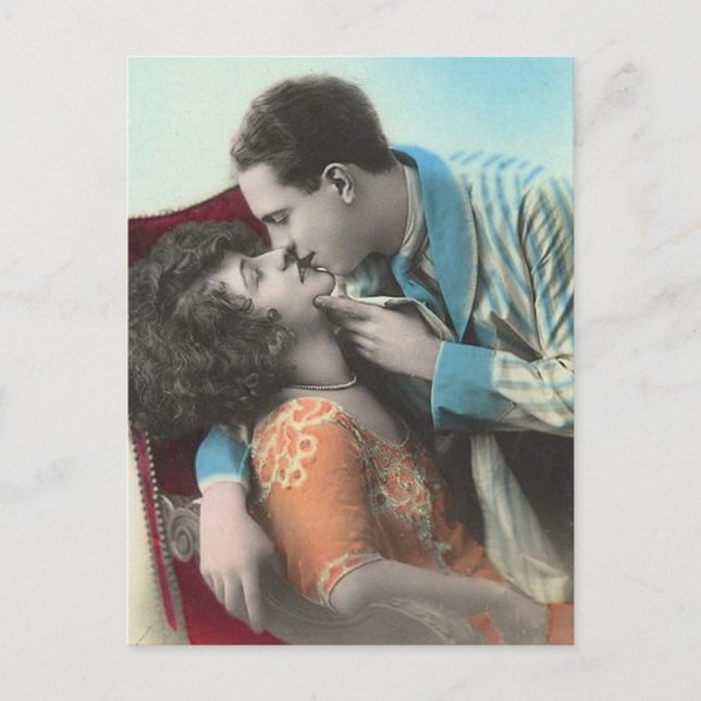 Postal Cartas y regalos antiguos de parejas románticas (Anverso)