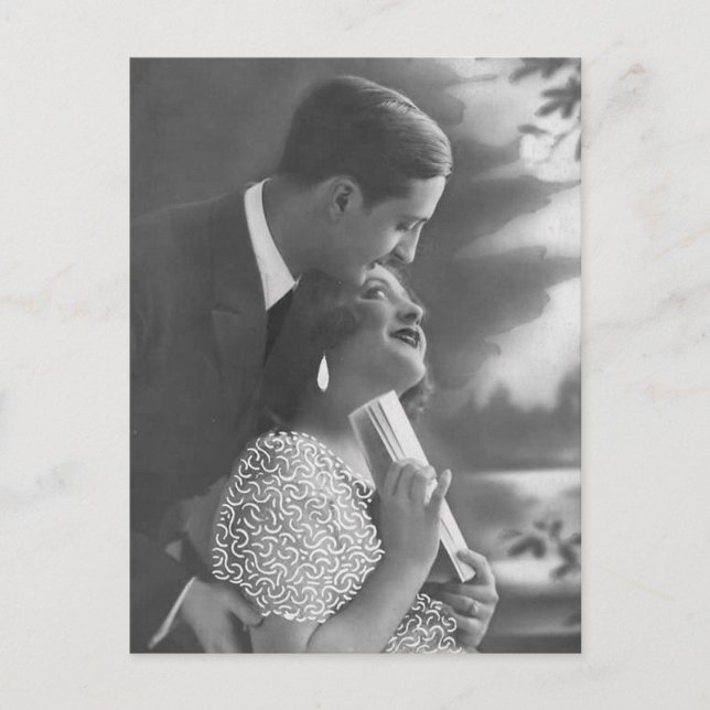 Postal Cartas y regalos antiguos de parejas románticas (Anverso)