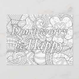 Postal Carte à colorier mandala don't worry be happy