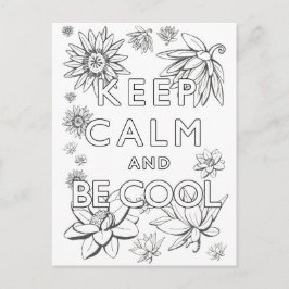 Postal Carte à colorier mandala keep calm and be cool