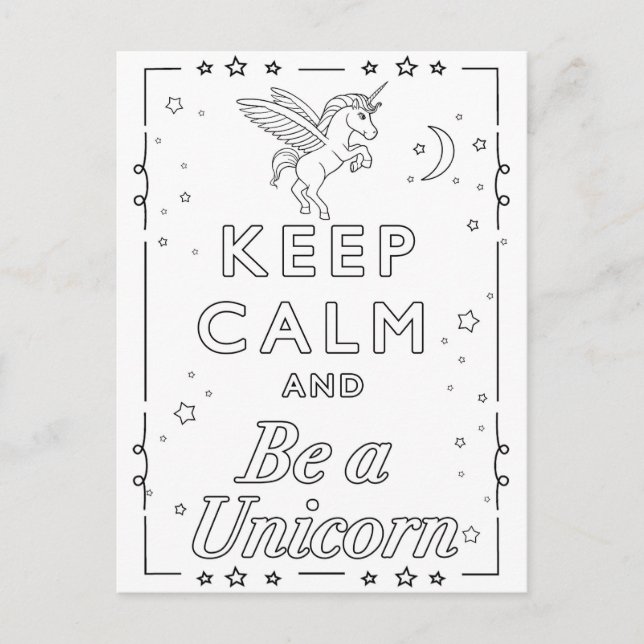 Postal Carte à colorier mandala licorne (Anverso)