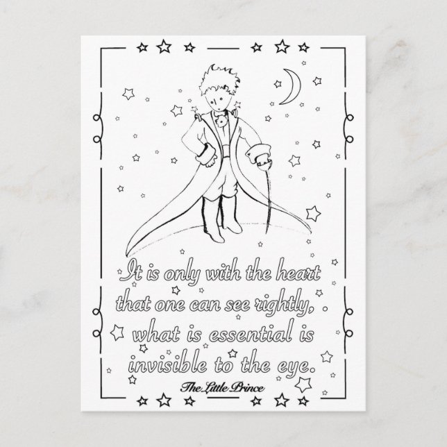 Postal Carte à colorier Petit Prince (Anverso)