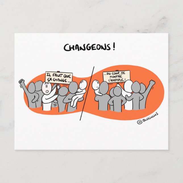 Postal Carte de Coaching "Changeons par l'ejemple!" (Anverso)