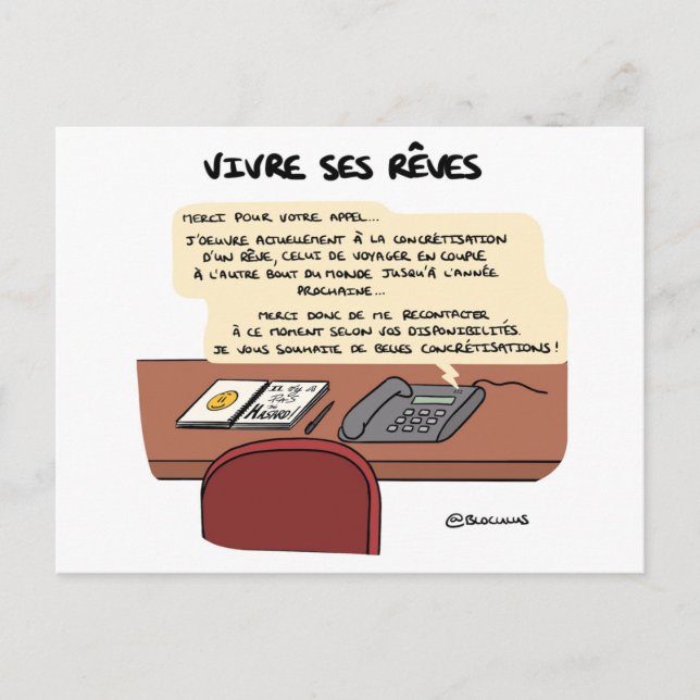 Postal Carte de entrenamiento "Vivre ses rêves" (Anverso)