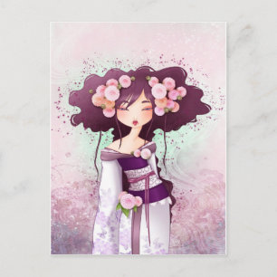 Postal Carte geisha dahlia