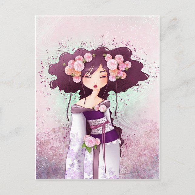 Postal Carte geisha dahlia (Anverso)