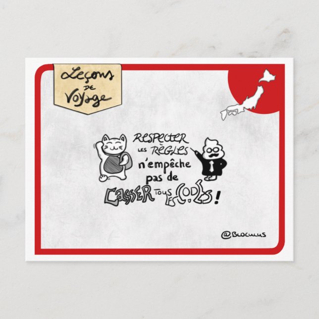 Postal Carte Leçons de voyage : Hack japonais (Anverso)