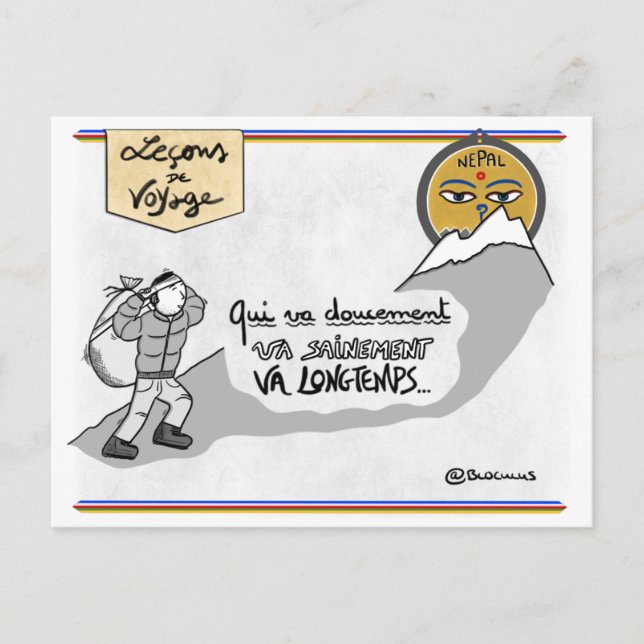 Postal Carte leçons de voyage : ¡Ralentissez, soufflez! (Anverso)