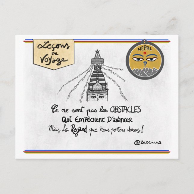 Postal Carte leçons de voyage : Transformez vos obstáculo (Anverso)