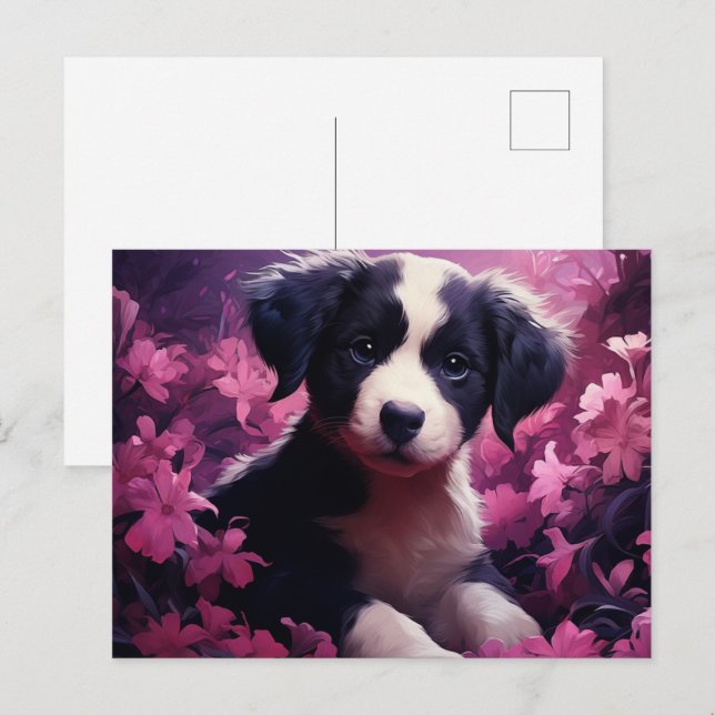 Postal Carte Postale Bouquet de Joie Canine (Anverso / Reverso)