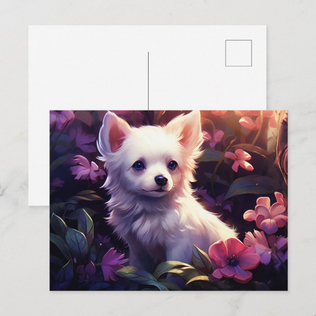 Postal Carte postale Chien Fleur (Anverso / Reverso)