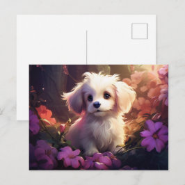Postal Carte postale Chien Fleur 2