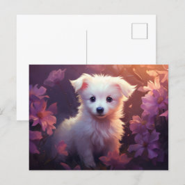 Postal Carte postale Chien Fleur 3