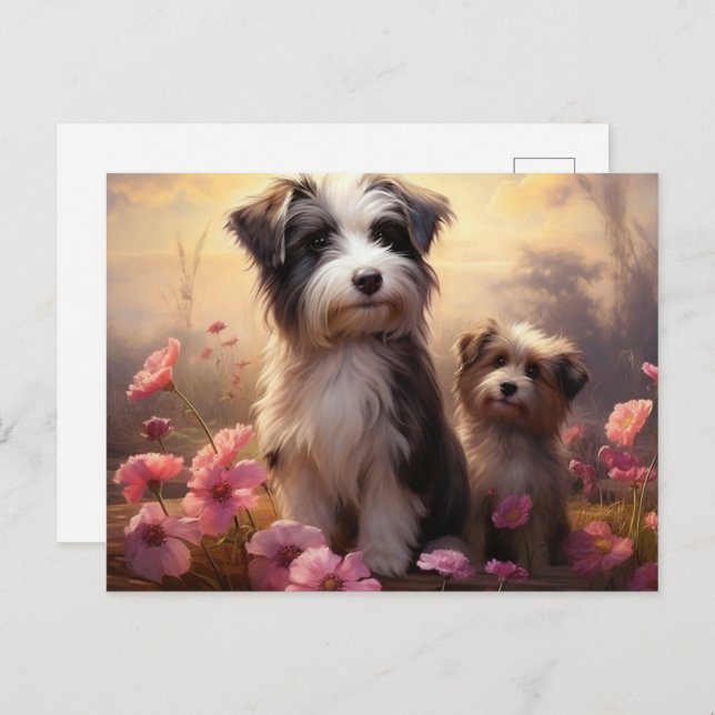 Postal Carte Postale Chien Fleurissant (Anverso / Reverso)