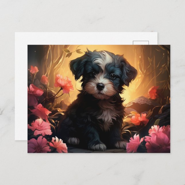 Postal Carte Postale Chien Parfumé aux Fleurs (Anverso / Reverso)