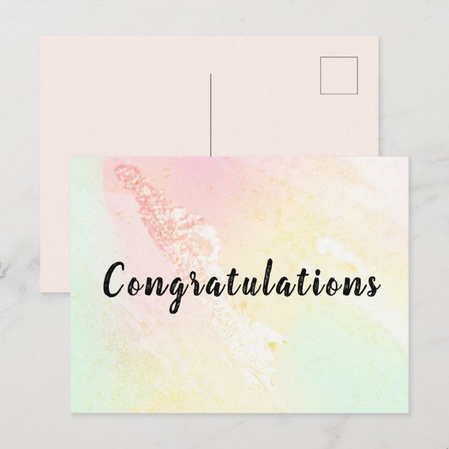 Postal Carte postale Congratulations Aquarelle Pastel (Anverso / Reverso)