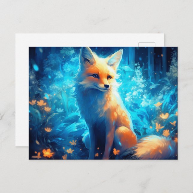 Postal Carte Postale fox lumière bleue (Anverso / Reverso)