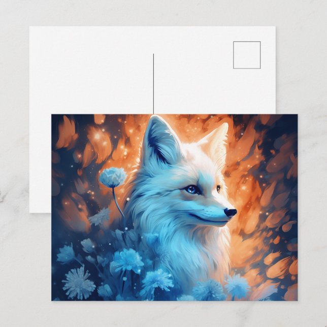 Postal Carte Postale fox lumière bleue (Anverso / Reverso)