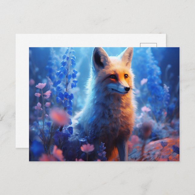 Postal Carte Postale fox lumière bleue (Anverso / Reverso)