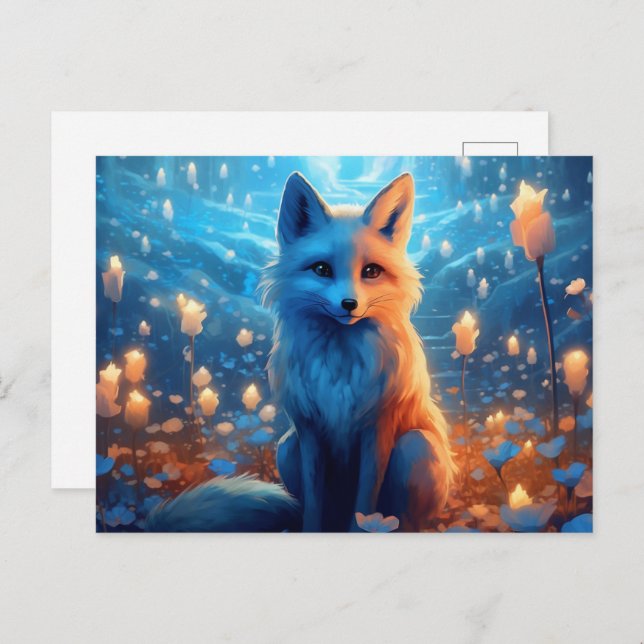 Postal Carte Postale fox lumière bleue (Anverso / Reverso)