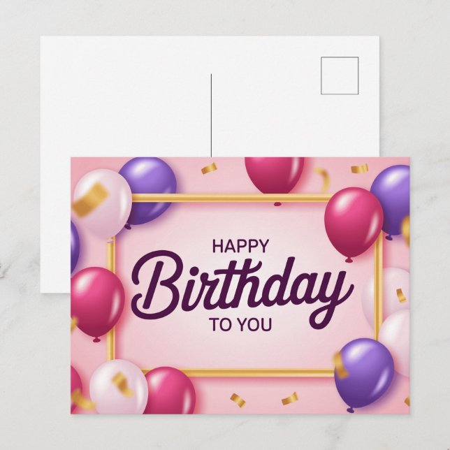 Postal Carte Postale Happy Birthday 2026 -7 (Anverso / Reverso)