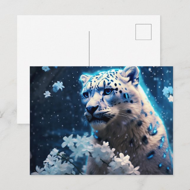 Postal Carte Postale jaguar lumière bleue (Anverso / Reverso)