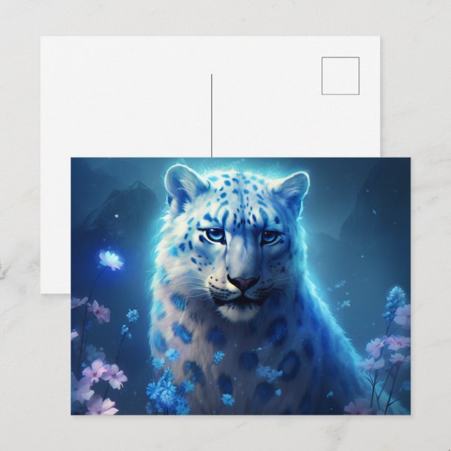 Postal Carte Postale jaguar lumière bleue (Anverso / Reverso)