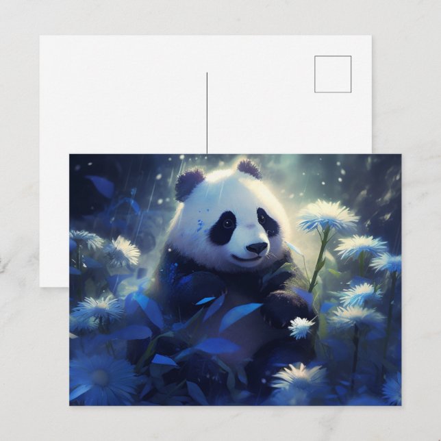 Postal Carte Postale Panda lumière bleue (Anverso / Reverso)