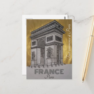 Postal Carte Postale Paris France l'arc de triomphe