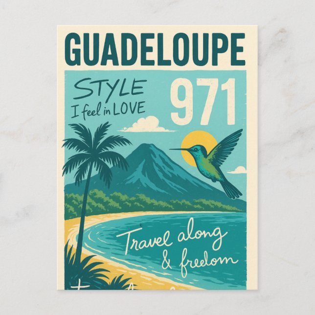 Postal Carte Postale Rétro Guadeloupe, Plage de Rêve (Anverso)