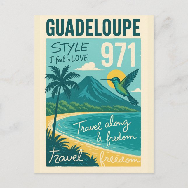 Postal Carte Postale Rétro Guadeloupe, Plage de Rêve (Anverso)
