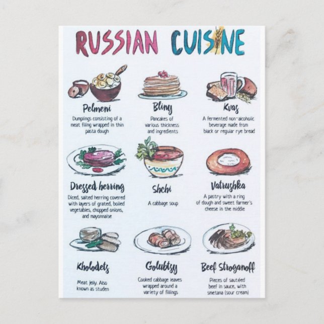 Postal Carte Postale Russian cuisine (Anverso)