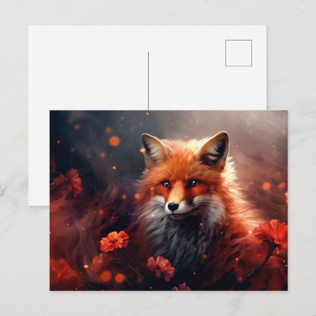 Postal Carte postale The Fox with Shining Stars: (Anverso / Reverso)