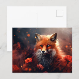 Postal Carte postale The Fox with Shining Stars: