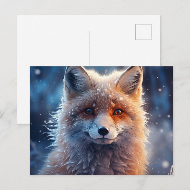 Postal Carte postale The Magic of Foxes in the Snow (Anverso / Reverso)