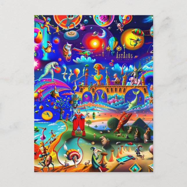 Postal Carte Postale Un monde de personnages étranges (Anverso)