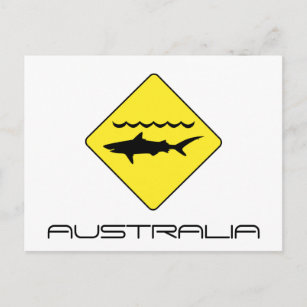 Postal Cartel amarillo de 'tiburones advertencia' en Aust