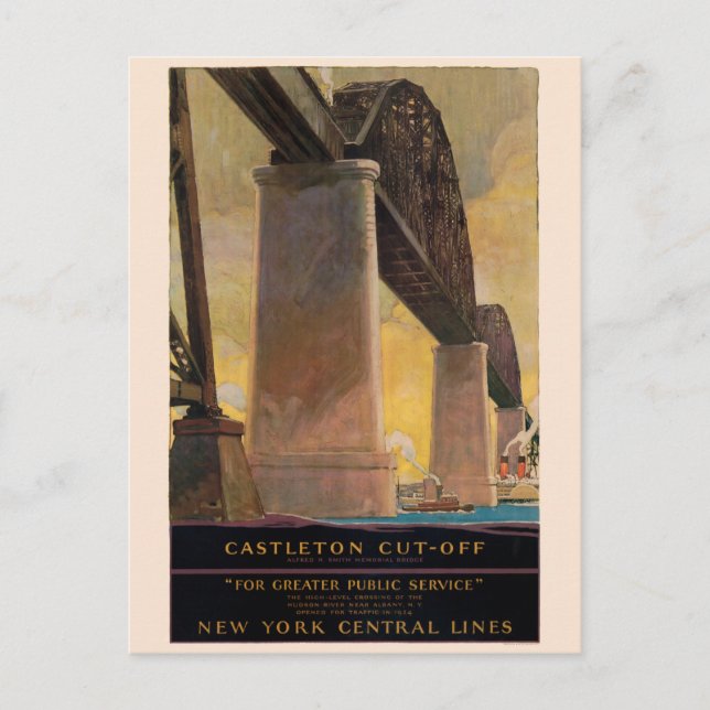 Postal Cartel Antiguo Castleton Cut-Off Nueva York 1924 (Anverso)