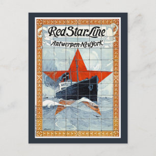 Postal Cartel antiguo de la Red Star Line Bélgica