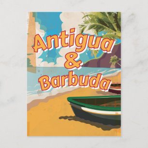 Postal Cartel antiguo de vacaciones de Antigua y Barbuda