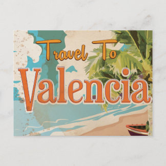 Postal Cartel antiguo de vacaciones de Valencia, España