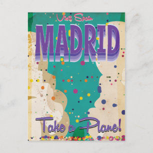 Postal Cartel antiguo de vacaciones en Madrid, España