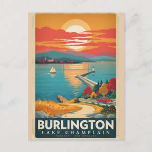 Postal Cartel antiguo de Vermont del lago Champlain de Bu