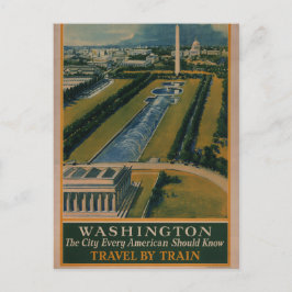 Postal Cartel Antiguo de Viajes a Washington DC
