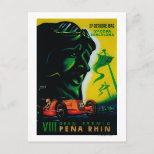 Postal Cartel antiguo Gran Premio Pena Rhin Europa