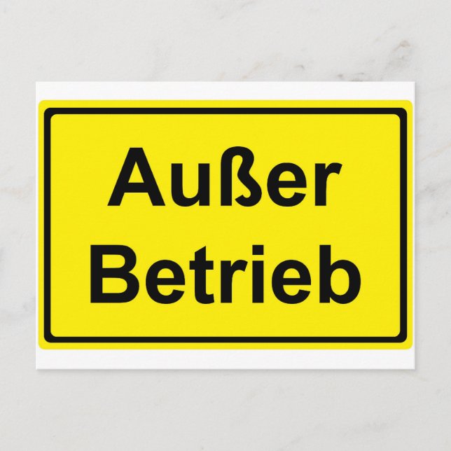 Postal Cartel "Außer Betrieb" (alemán "fuera de orden") (Anverso)